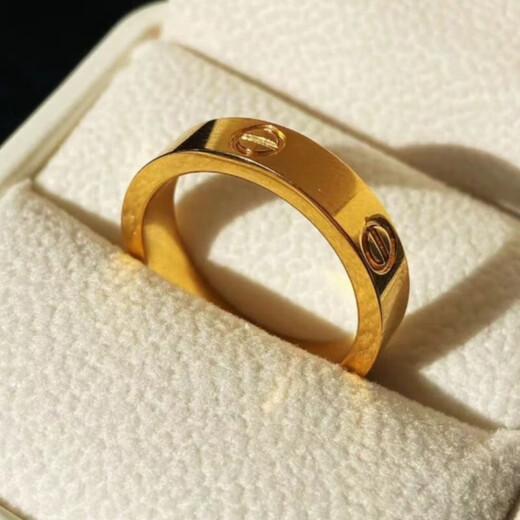 Shizhi gold-plated silver custom one-word ring, smooth surface for men and women, couple model for Chinese Valentine's Day gift, Kajia's same one-word ring, No. 17 ring