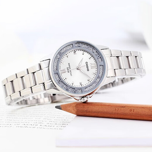 Casio (CASIO) watch ladies SHEEN simple casual fashion student waterproof exam pointer quartz watch gift for girlfriend LTP-1391D-7A elegant shining silver