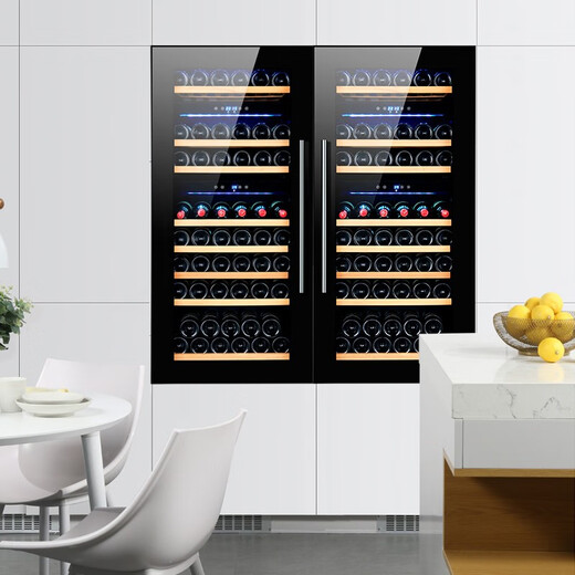 Jointtek Seamless Fully Embedded Wine Cabinet Ultra-Thin Household Refrigerator Cabinet Constant Temperature and Humidity Compressor Embedded Wall Fresh Cabinet JC65A/Small Single Temperature/Black 24 Bottles