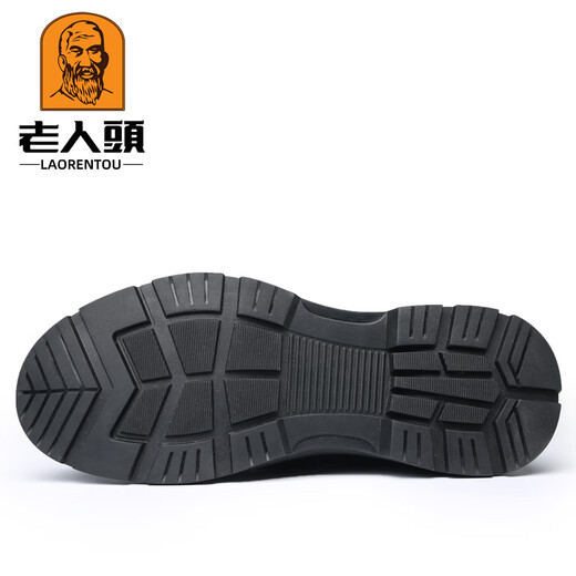 Laorentou leather shoes men's genuine leather business formal men's shoes thick-soled casual leather shoes widened and fattened big leather shoes middle-aged dad shoes black 40