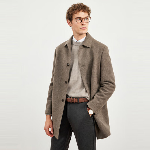 Septwolves woolen coat men's winter mid-length woolen woolen coat with wide lapels windproof business casual coat for men