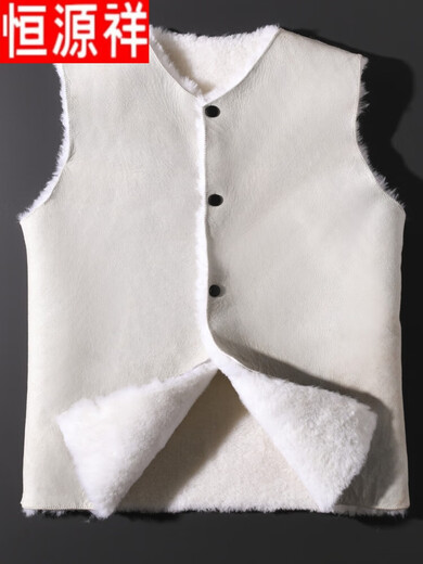 Hengyuanxiang pure sheepskin vest for men and women, middle-aged and elderly, whole sheepskin fur all-in-one cotton jacket, cold-proof and warm jacket, sheepskin vest, original leather, raw wool, genuine sheepskin L