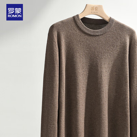 Romon [100% Wool] Pure Wool Sweater Men's Autumn and Winter Round Neck Sweater Men's Thin Pullover Bottoming Sweater Men's Clothing