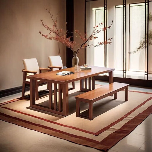 Zhangdian 2024 Nouveau bureau et table de salle à manger intégrée avec le nouveau salon de style chinois grande table en bois massif en bois massif multi-personnes table