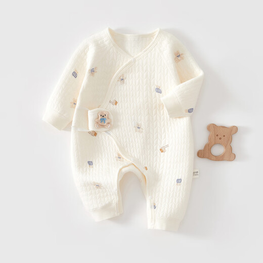 Jingqi (JOYNCLEON) Newborn baby clothes Spring and Autumn Pure Cotton Newborn baby onesie A type spring new monk suit Xiongxiongzi 52cm