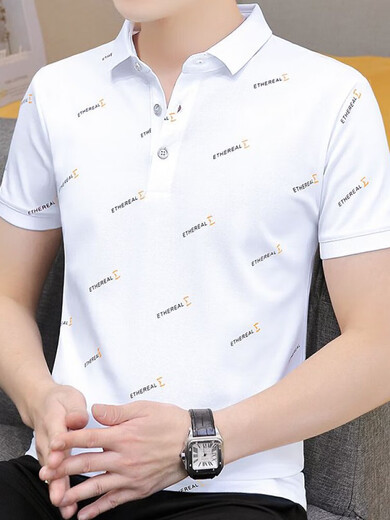 南极人男士短袖t恤翻领po.lo衫上衣服刺绣图标半截袖男装夏季休 683白色+679白色 M