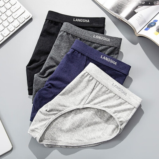 Langsha men's briefs 7A grade antibacterial men's comfortable cotton breathable briefs 4 pairs