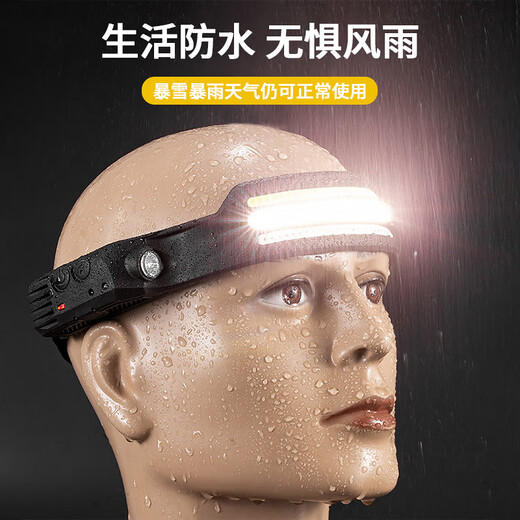 潮思汇灯带感应进口头灯led头戴式锂电池带条便携式头灯头灯强光 W689-3挥手感应头灯 全白光 实测连续照明时间100分钟