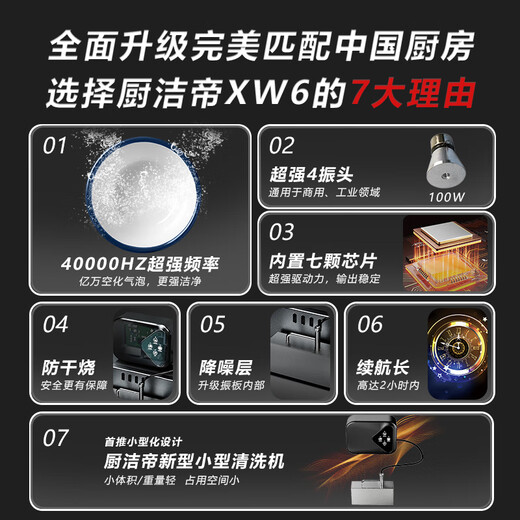 Chu Jie Di (Germany) Ultrasonic Dishwasher Desktop Portable Vegetable Washer Fruit and Vegetable Cleaning Machine Integrated Desktop Single Slot Free Installation Small Dishwasher Home Multifunctional Dishwashing Seafood 8th Generation Top Version Super Model Anti-Dry Burning Technology + SUS304 Material