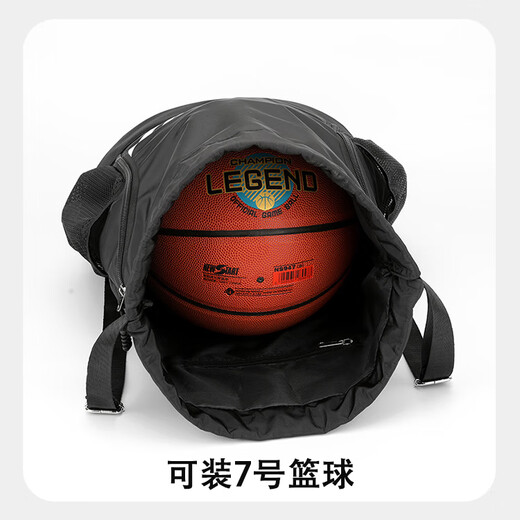 IROYA健身包男女游泳篮球足球包运动训练包收纳袋束口抽绳旅行双肩背包 黑色