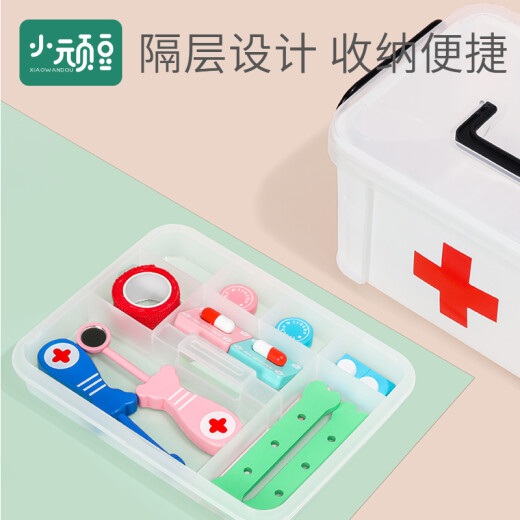 Little naughty little children play house little doctor nurse 28-piece set boys and girls stethoscope injection hospital 1-3-6 year old baby play wooden simulation medical box tools baby toys