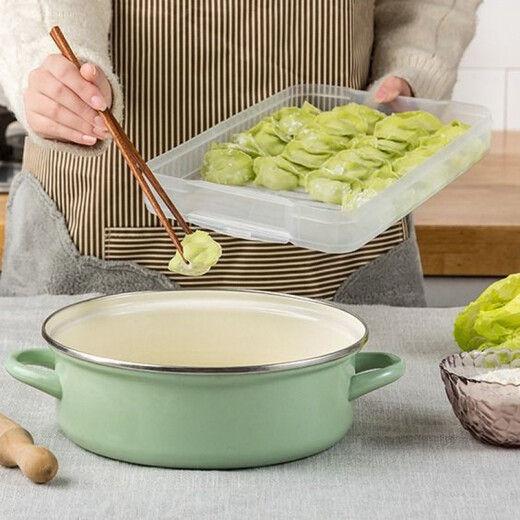 Dumpling box kitchen household dumpling box refrigerator crisper storage box plastic freezer tray wonton box egg box matcha green + dumpling box 1 bottom + 1 lid