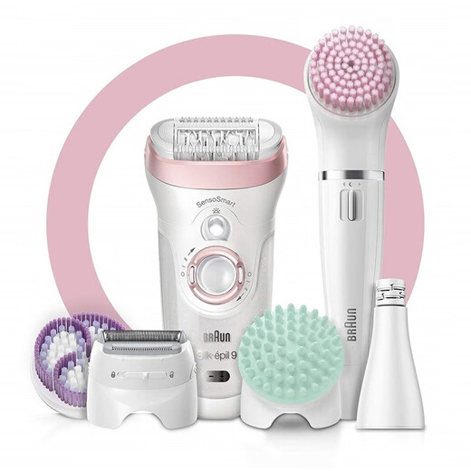 BRAUN Epilator Silk-epil 9 9-985, Women's Facial Elimination Device, Cordless Shaving, Rechargeable, Wet and Dry, Cleansing Brush White