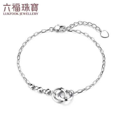 Lukfook Jewelry 950 platinum interlocking double-ring platinum bracelet, priced F63P0008DS, about 3.45 grams