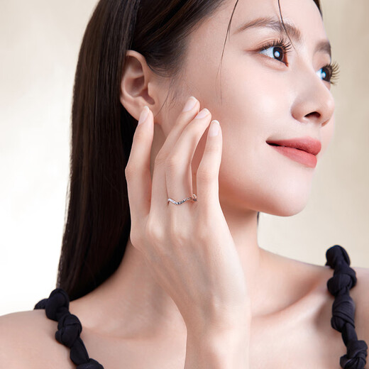 Saturday Fu PT950 platinum ring throbbing female simple wave ring birthday gift B0112595 about 1.18g size 9