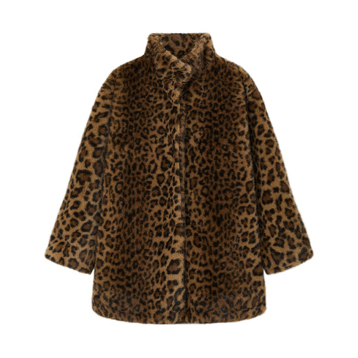 ELLE KIDS children's clothing yellow brown eco-friendly imitation fur jacket for girls winter new old money style leopard print coat leopard print color 165 (M)
