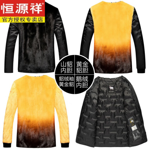 Hengyuanxiang chaqueta de cuero de mediana edad y anciana para hombres que son pelos de terciopelo chaqueta de cuello de piel de invierno espesada de papá