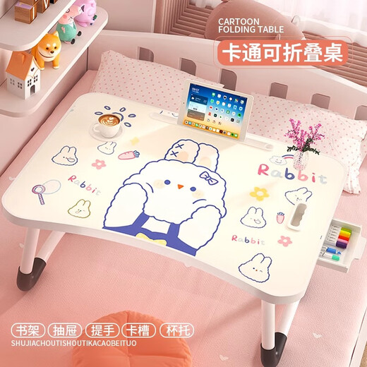 Kunfeng bed small table foldable laptop table dormitory student upper bunk bedroom baby cartoon study desk Hello Kitty-60*40 card slot cup