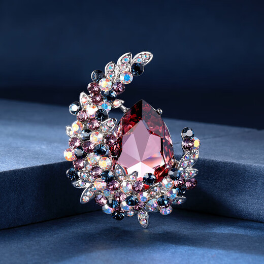 SNQP Swarovski Zirconium Valentine's Day Gift 2025 New Moon Crystal Breast High-End Luxury Brooch Dark Blue