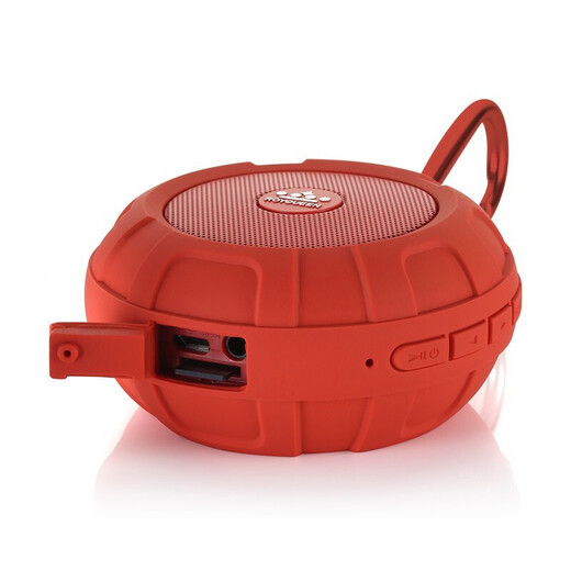 ROYQUEEN T350 Wireless Bluetooth Speaker, Portable, TF Card-Insertable, Anti-fall, Small Computer, Mobile Phone, Wireless Subwoofer, Outdoor Sports Audio, Flame Red [Data Cable + Audio Cable + Hook] Official Standard 8G Memory Card