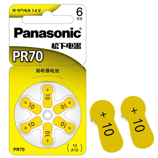 松下（Panasonic） 助听器电池a13西门子莲花纽扣电子a675p a10号a312老人耳背式 A10/PR70-6粒