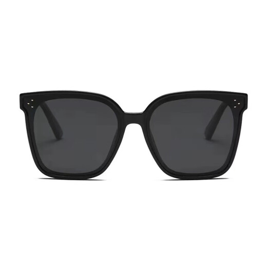 Genuine GM sunglasses men driving high-end sunglasses women taking photos to make them look slim and sun protection high-value trendy H style 丨Black frame black film-High-definition UV protection