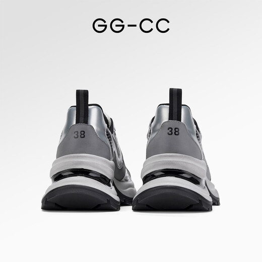 GG-CC [Même modèle en étoile] Moonfall Galaxy Silver épais semelles Sole Daddy Chaussures pour femmes All-Match Autumn Nouveau G23X4317 Cuir en argent 37