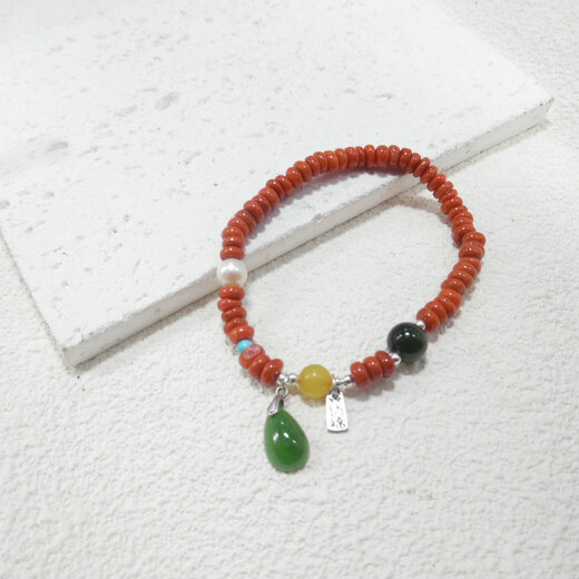 Baozha natural stone bracelet beeswax emerald lapis lazuli southern red tanzanite agarwood aquamarine turquoise original design 6421 lake blue