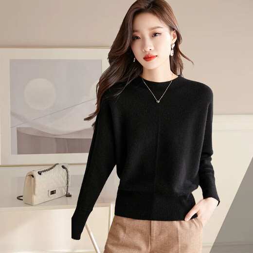 ROMON 2025 autumn new tops fashionable and elegant round neck solid color versatile base shirt long sleeve sweater women thin inner wear apricot color equal size