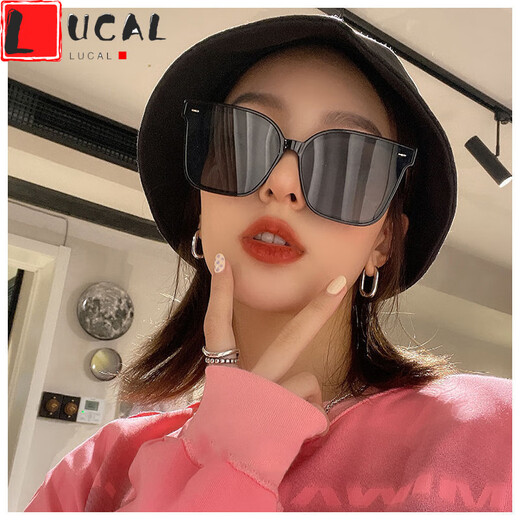 LUCALY new product yellow sunglasses retro transparent yellow sunglasses men's trendy brand internet celebrity driving big face glasses women's sunglasses New Year's gift upgraded version high definition off-white frame black film