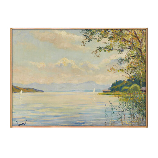 Dinger Eindruck weltberühmte Gemälde Nordisch Einfache dekorative Malerei Wohnzimmer Esszimmer Schlafzimmer Hängende Malerei Nische Kunst Landschaft Ölmalerei Landschaftsmalerei GML983 Starnberg's Spring Garden Rahmen Größe 70x100 cm