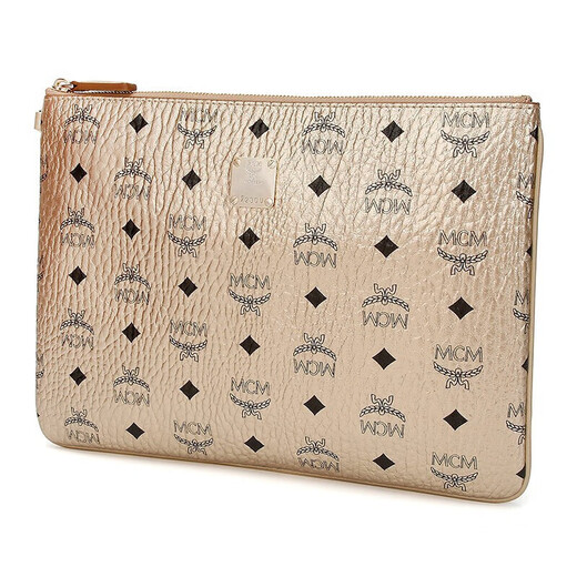MCM unisex fashionable gold artificial leather hand-held envelope bag gold