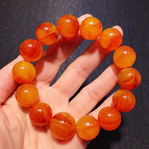 DL 1998 natural beeswax floating flower old chicken oil yellow boys and girls round bead couple amber bracelet old beeswax diameter 20mm bracelet for men