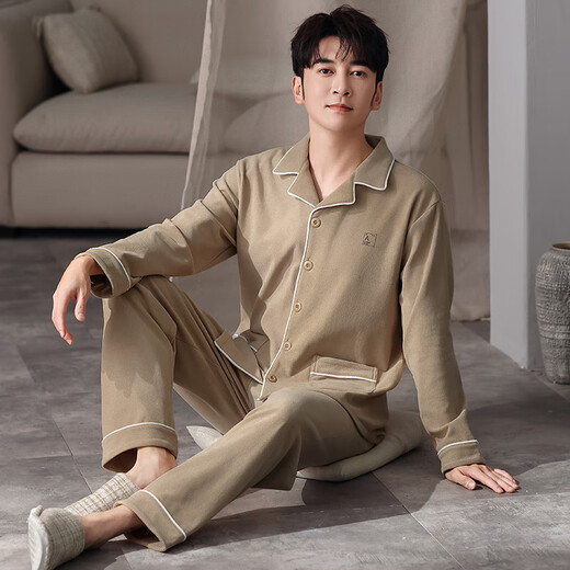 Yalu Pyjamas Herbst und Winter verdickter samtiger langärmeliger Strickjacke für Teenager können warme Hauskleidung außerhalb 01 Q9195 Men xl tragen