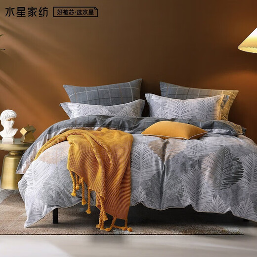 Mercury Home Textiles four-piece bed set pure cotton 100% cotton brushed four-piece bed sheet quilt cover thickened set 1.8 bed leaf life