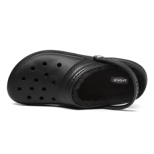 crocs卡骆驰儿童秋冬新款保暖洞洞鞋舒适家居冬季棉拖鞋207010_060 黑色 32 -33 (200mm)