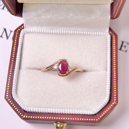 Eba 0.75ct natural pigeon blood red ruby ring colorful 18K gold diamond ring for girlfriend birthday gift ready for size 9-22 leave a message