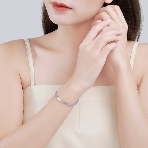 潮宏基18K金珍珠坦桑石手链彩金女手饰 小确幸 SCK35900002 0.001克拉