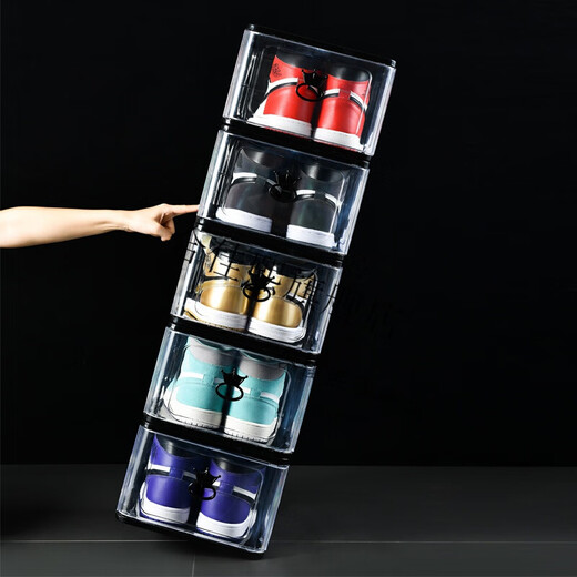 Fantasy thickened shoe box storage box transparent drawer-type shoe plastic shoe box shoe cabinet shoe storage box acrylic shoe box 31 points 5x21 points 5x13 points 5cm small size - white - 5 pieces