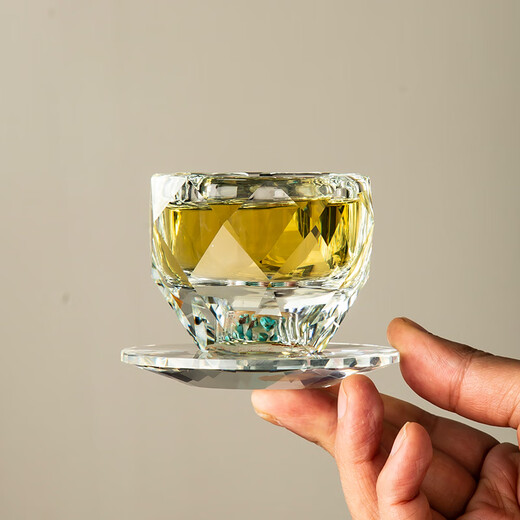 Good Kiln Turquoise Crystal Glass Tea Set High-end Household Kung Fu Tea Set Covered Bowl Tea Cup Complete Gift Set Turquoise 16-head Crystal Covered Bowl Set 16 Pieces