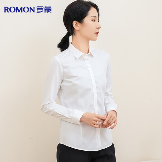 Romon DP no-iron 100% cotton anti-wrinkle long-sleeved shirt for women pure cotton no-iron slim business white shirt for women