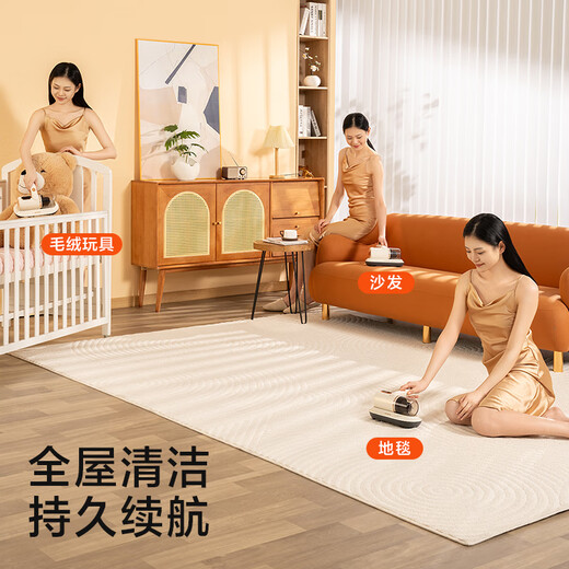 AUX Wireless Mite Remover Home Handheld Small Bed Vacuum Cleaner Bed High Suction Bacteria Remover Dust Collector Beat AXC-11DC59B Coconut Milk White + 3 Filter Elements