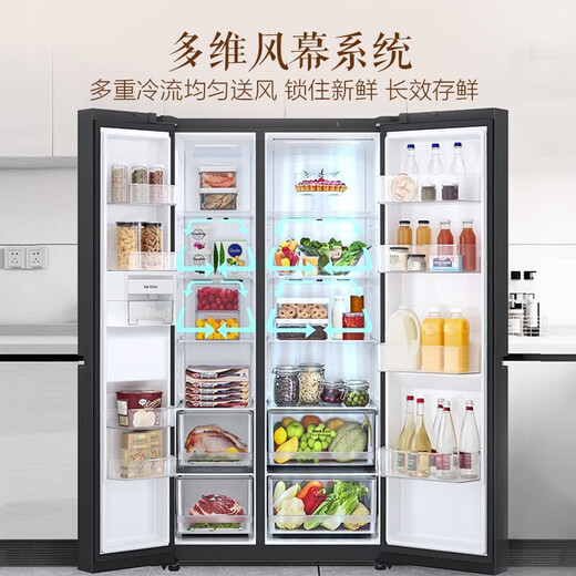 LG  655升 对开门电冰箱变频无霜 净味养鲜快速冷冻制冰超薄玻璃门 S652GTW16B