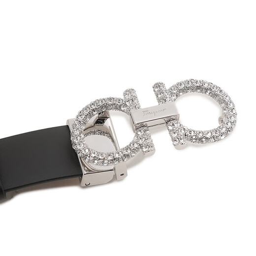 菲拉格慕（Ferragamo）新品 女士牛皮可裁剪水钻皮带腰带2.5cm礼物女 23B727 0717550 黑色 70/2尺-2尺3
