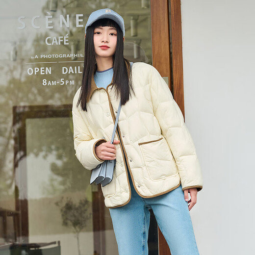 Tambor Down Jacket Women's Short Lapel Korean Style Loose Corduroy Jacket for Women TD236266 Butter Honey 160