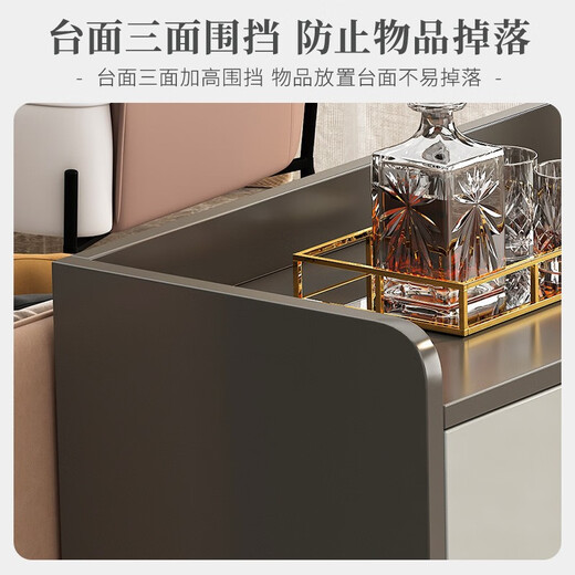 Kenosu tea cabinet, side cabinet, storage cabinet, living room wall storage cabinet, light luxury tea cabinet, storage rack, storage cabinet, meal cabinet, recommended [four doors and one drawer] sky gray 120*30*84