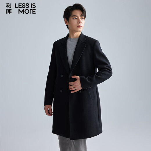 Lilang leichte Mode -Herrenkleidung [Abnehmbar unter dem Strich] Wollmantel Herrenmantel doppelt baced Long warme Wolljacke schwarz 2xl (180)