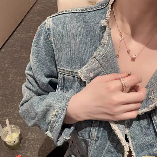 Fat Donglai's same style 18k gold small waist necklace 18K rose girls AU750 color clavicle chain pendant Valentine's Day 18K small waist rose gold necklace