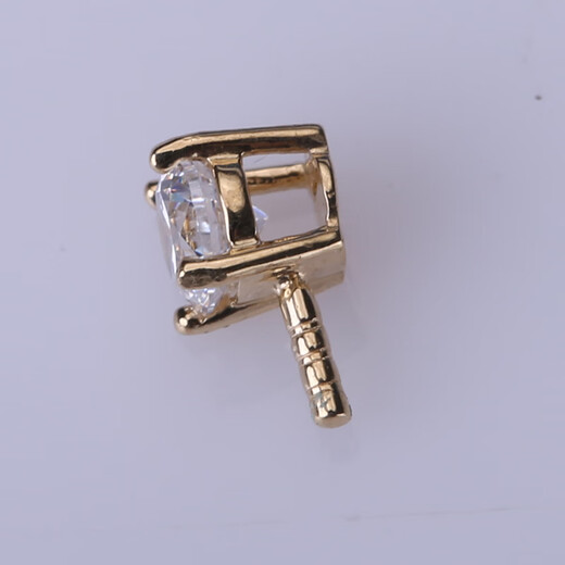 Baozha DIY accessories G18K gold with single diamond fashion princess style pendant necklace pendant AU750 pearl empty support accessories gold with zircon does not include chain and beads