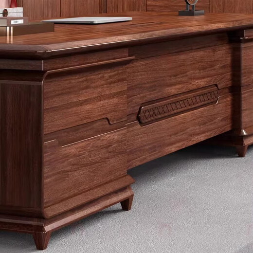 Ningqiu Luoge (NICHLORT) new Chinese style executive desk ebony wood solid wood boss desk desk president desk file cabinet cowhide sofa coffee table 2.4 meters boss table ebony wood